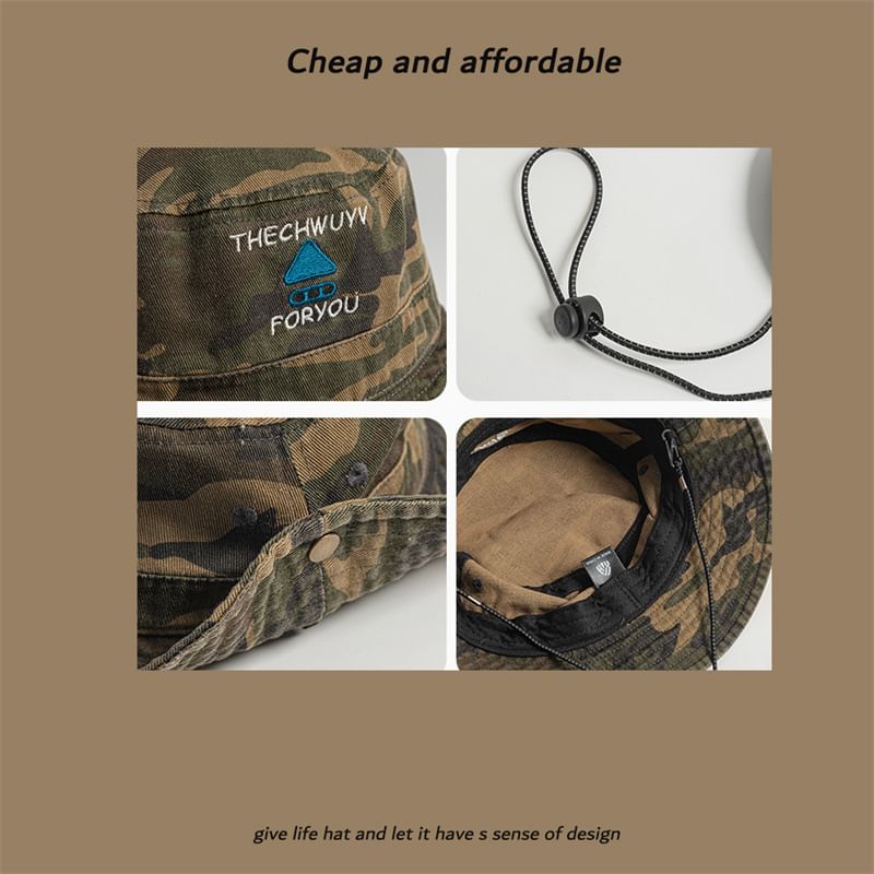Sun Print Drawstring Hat Camo