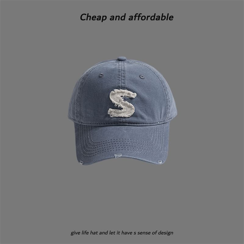 Distressed Cap Applique Letter