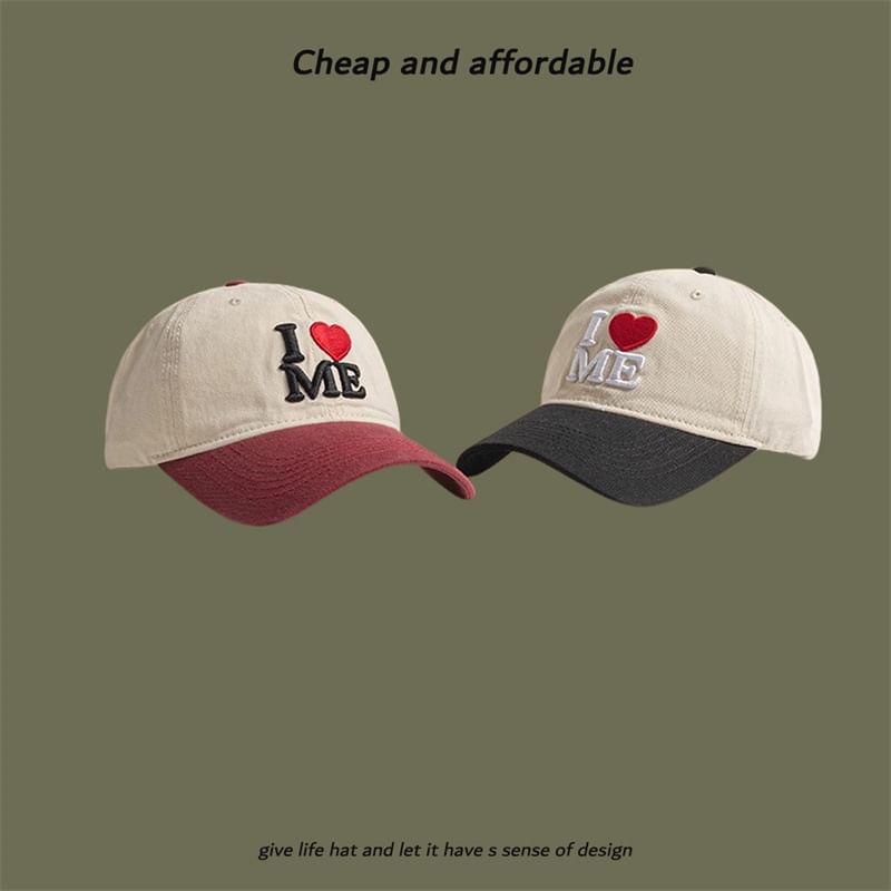 Two-Tone Embroidered Cap Heart