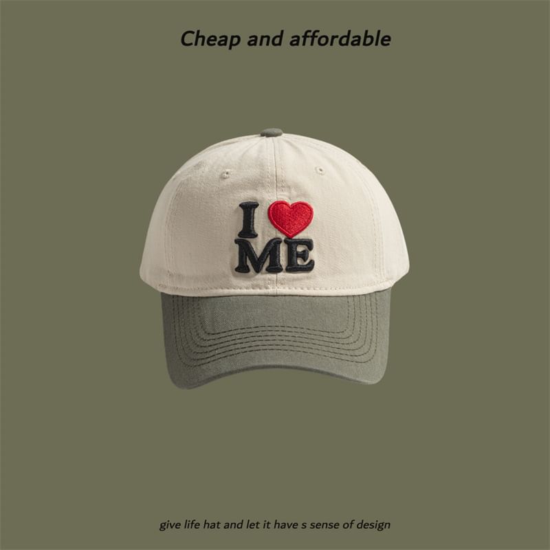 Two-Tone Embroidered Cap Heart