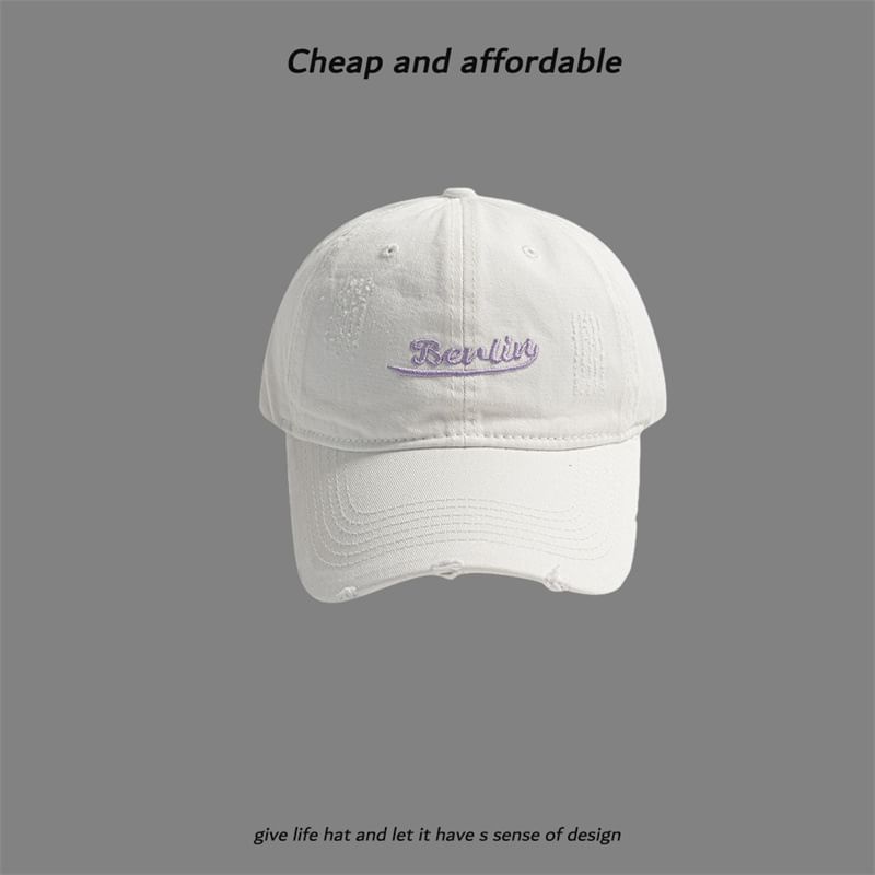 Embroidered Distressed Cap Letter