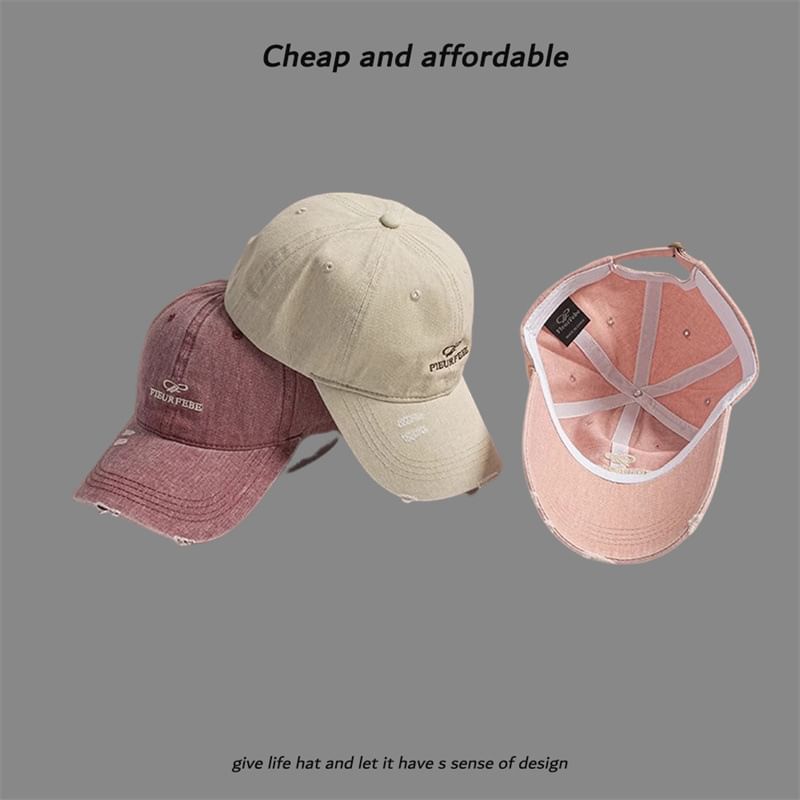 Cap Washed Embroidered Distressed Letter