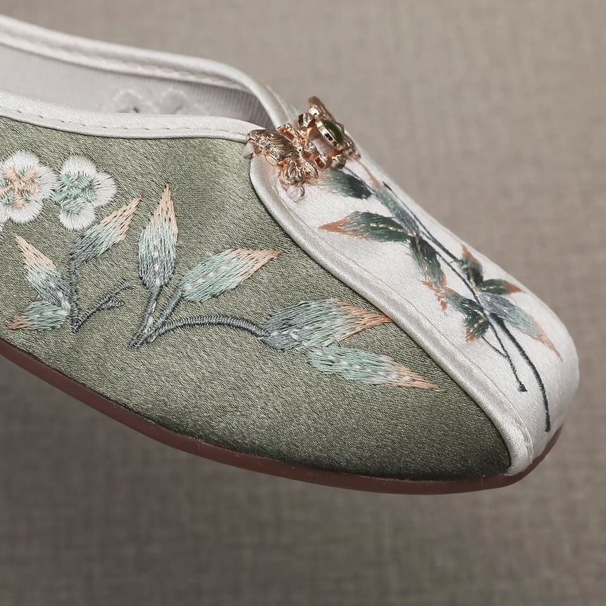 Embroidered Mules Floral Panel