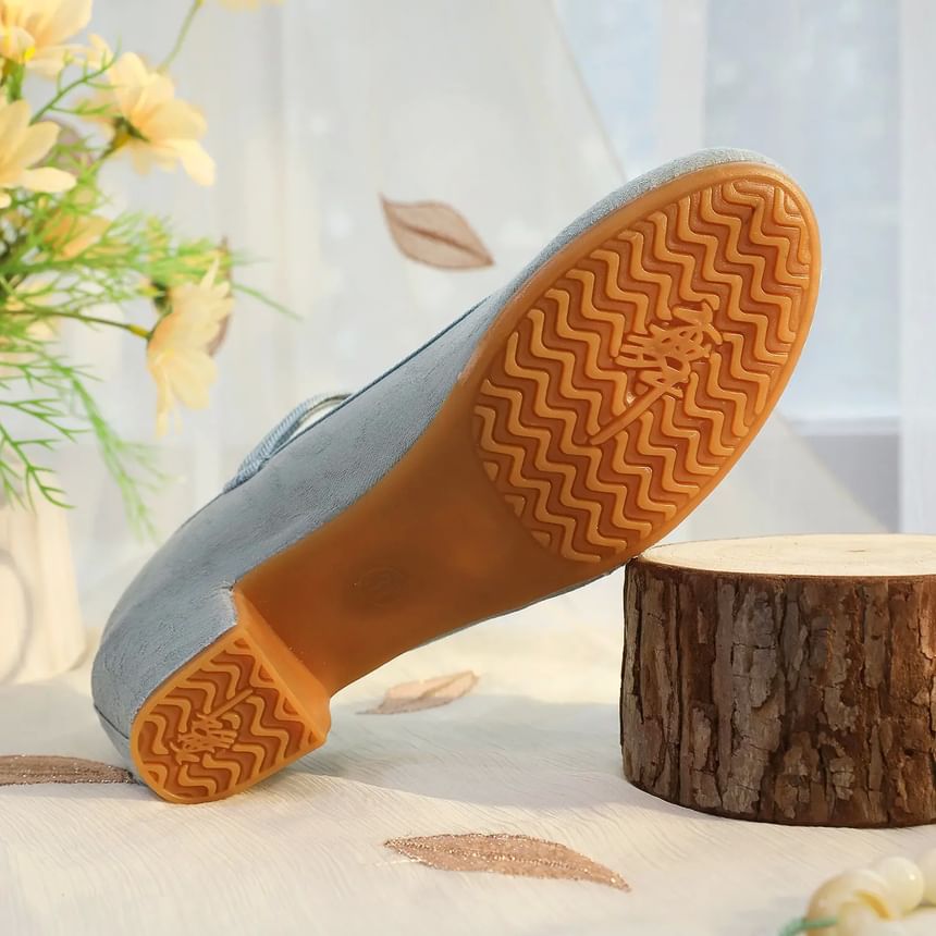 Heel Shoes Block Embroidered