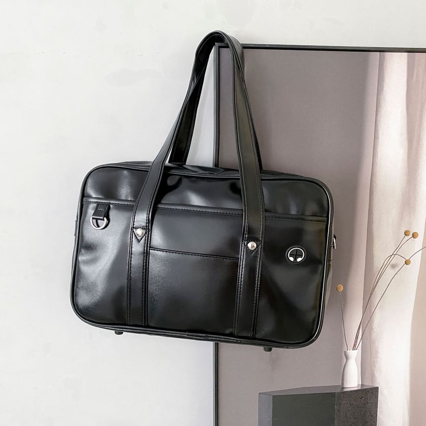 Tote Leather Faux Pocketed Bag
