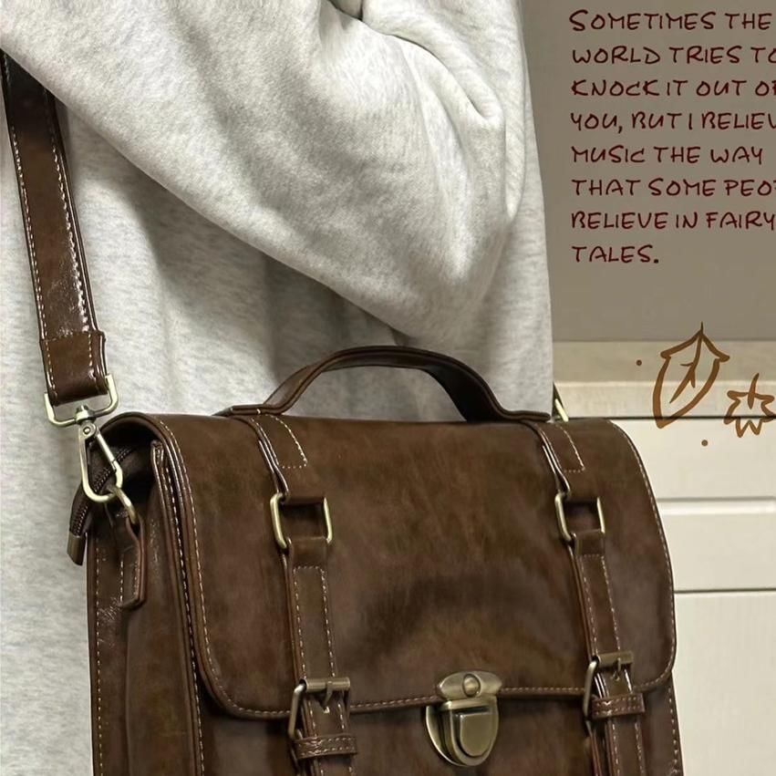 Bag Plain Faux Satchel Leather
