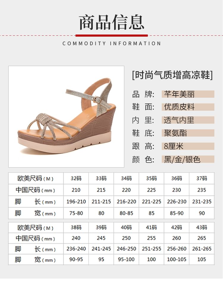 Rhinestone Platform Wedge Sandals