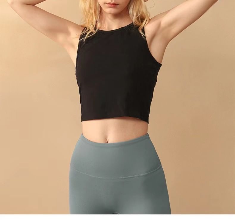 Crop Top Tank Plain Crew Neck