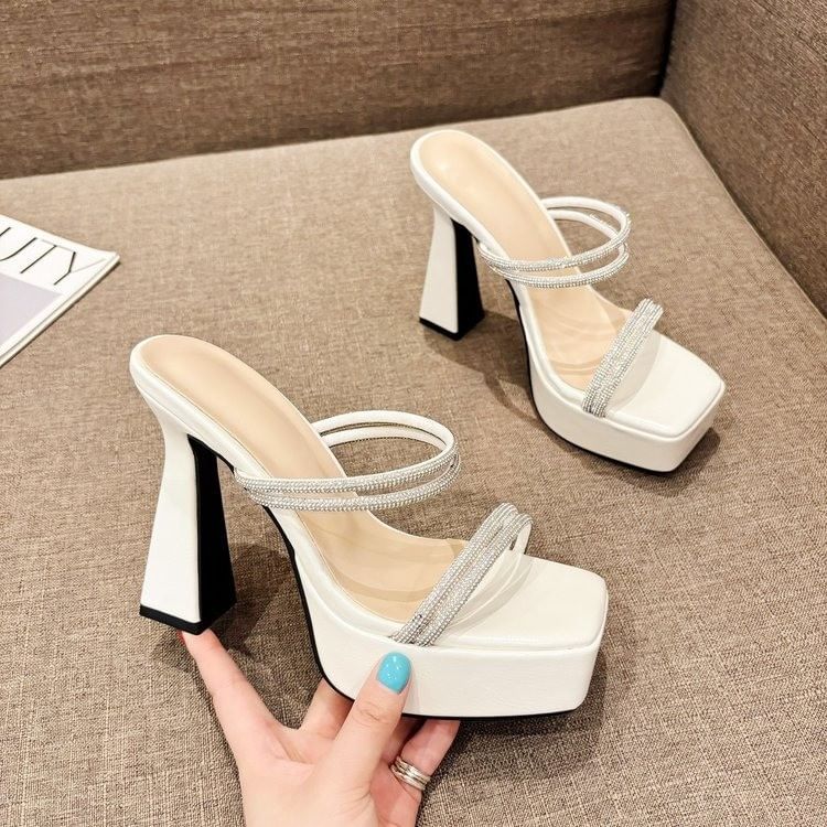 Rhinestone Platform Sandals Heel High