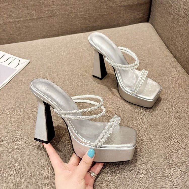 Platform Rhinestone High Heel Sandals