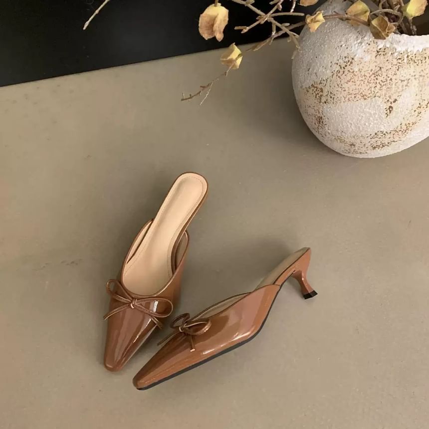 Toe Stiletto Pointed Bow Mules Heel