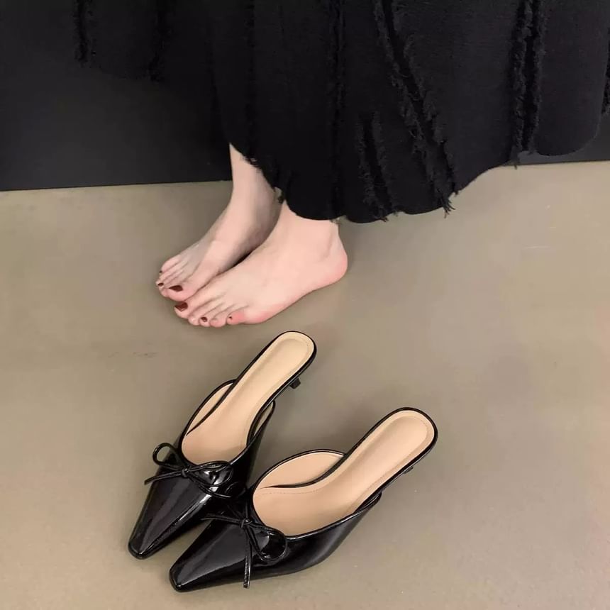 Toe Stiletto Pointed Bow Mules Heel