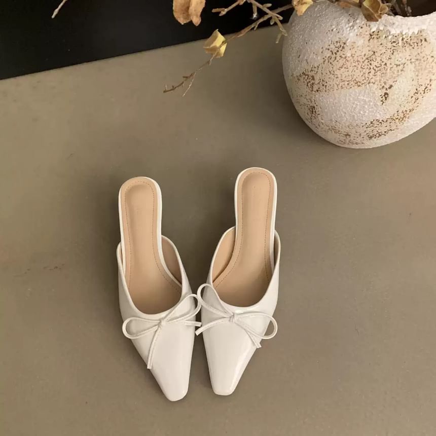 Toe Stiletto Pointed Bow Mules Heel