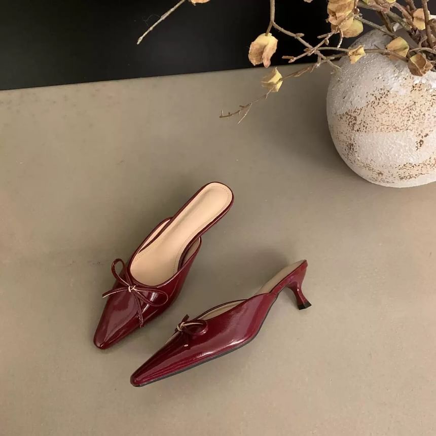 Toe Stiletto Pointed Bow Mules Heel