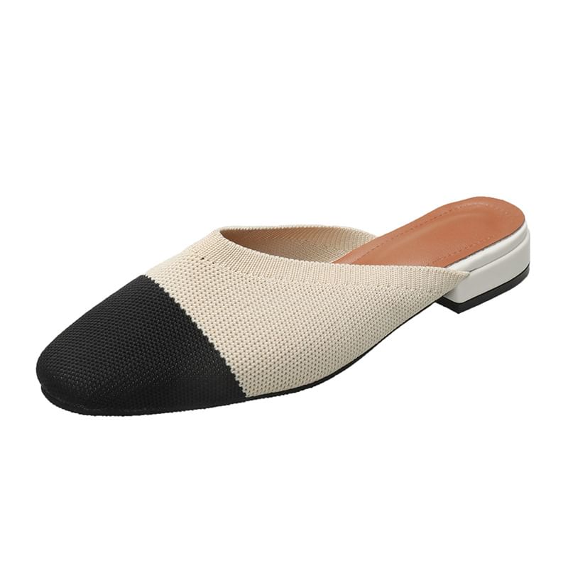 Flat Two-Tone Mules Knit