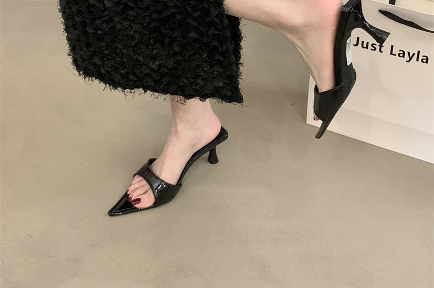 High Heel Pointed Toe Slide Sandals