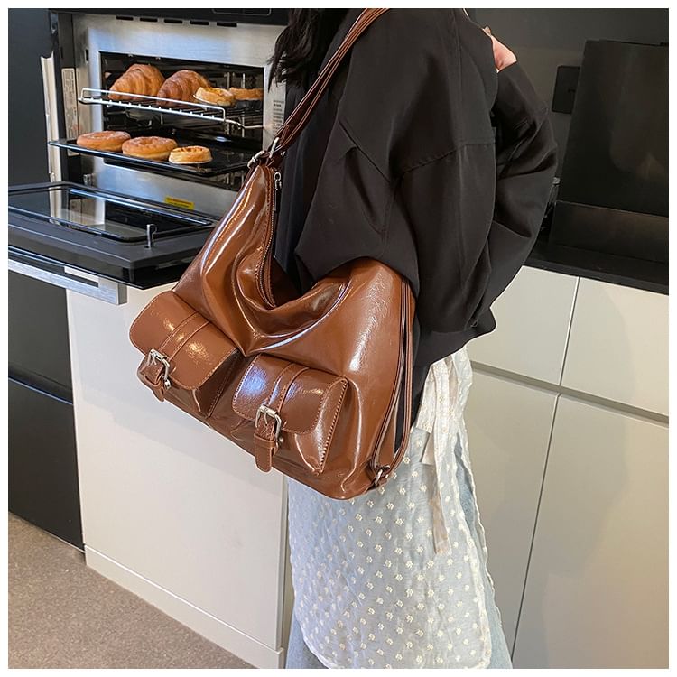 Faux Leather Multi-Pocket Backpack