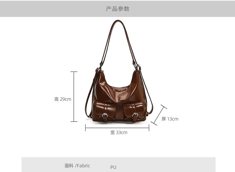 Faux Leather Multi-Pocket Backpack