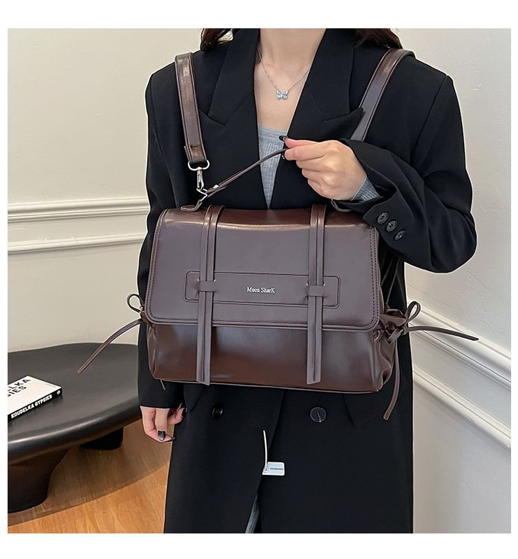 Backpack Lettering Leather Faux