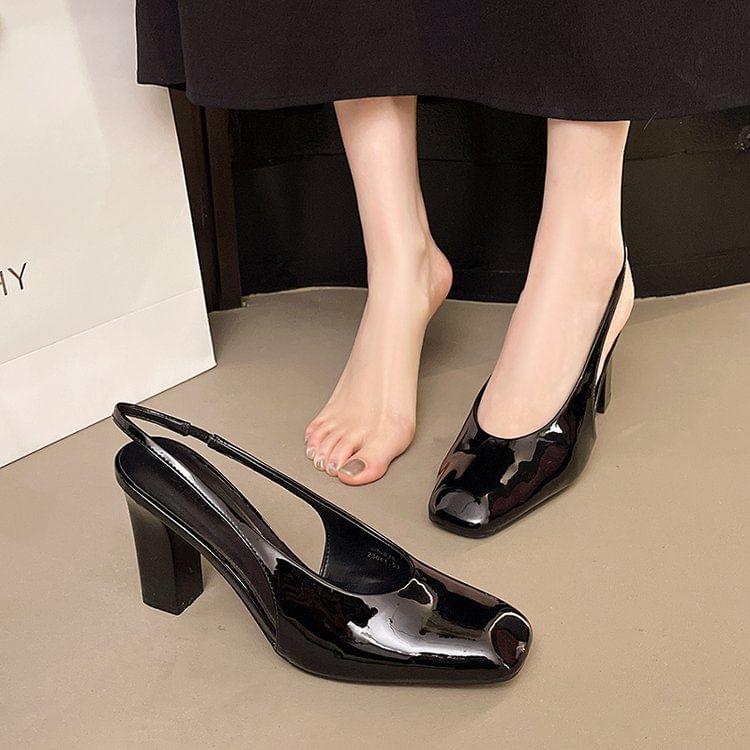 Heel Chunky Mules Slingback