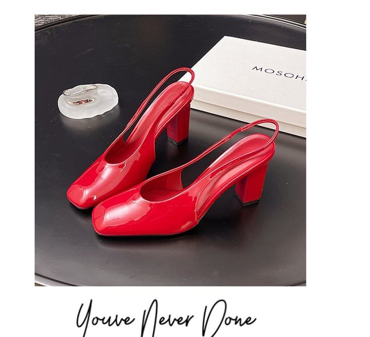 Heel Chunky Mules Slingback