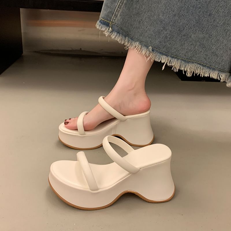 Wedge Slide Platform Heel Sandals