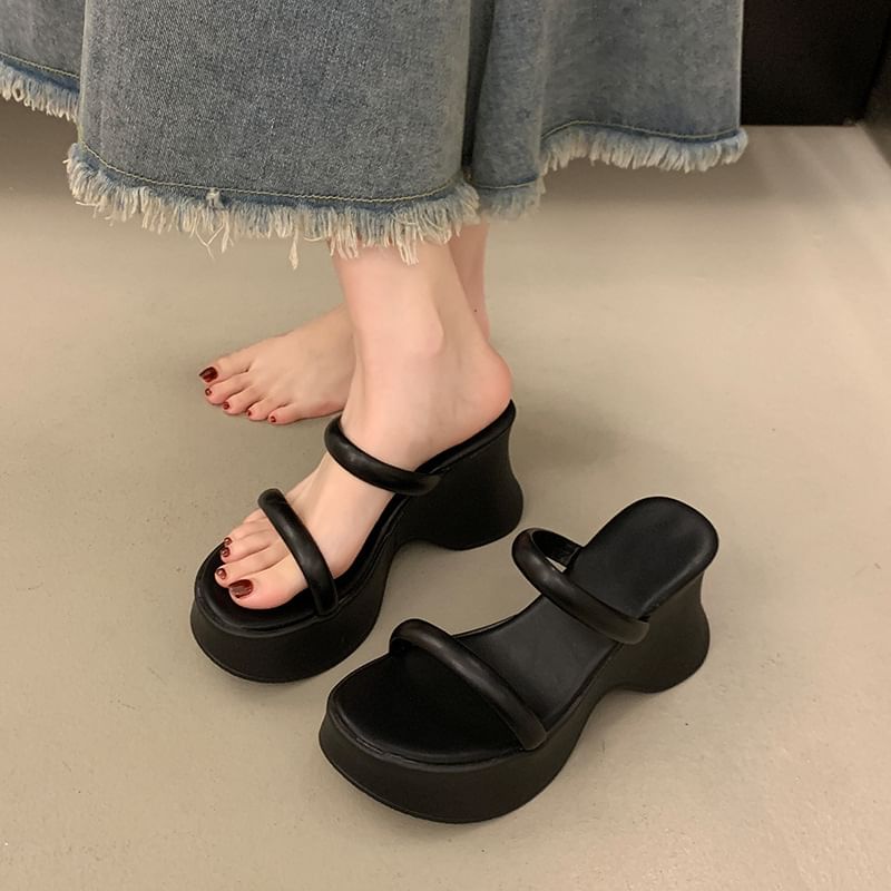 Wedge Slide Platform Heel Sandals