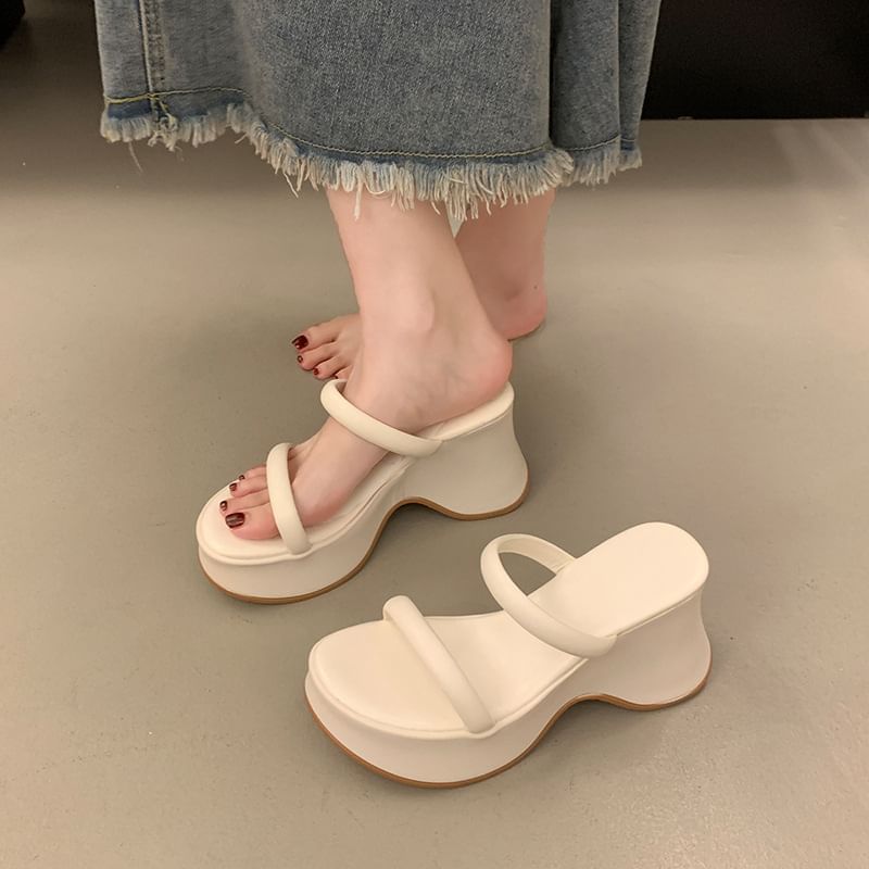 Wedge Slide Platform Heel Sandals