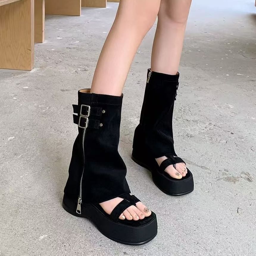 Toe Platform Gladiator Buckled Loop Sandals