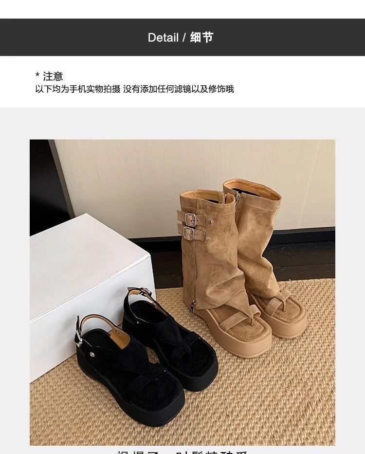 Toe Platform Gladiator Buckled Loop Sandals