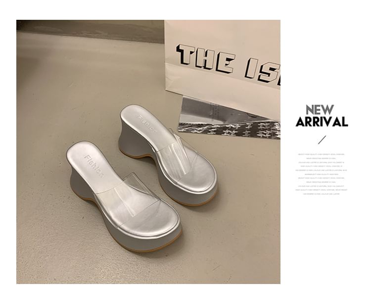 PVC Sandals Wedge Platform Slide Panel Heel