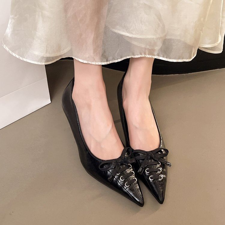 High Heel Pumps Toe Lace-Up Pointed