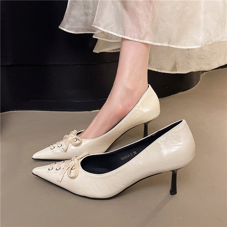 High Heel Pumps Toe Lace-Up Pointed