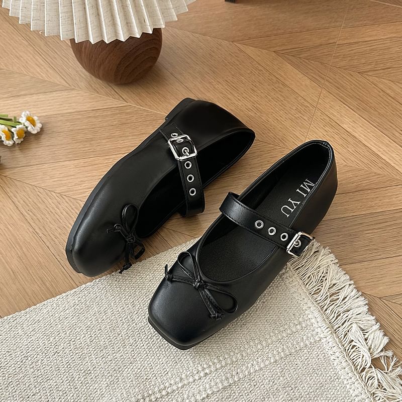 Mary Shoes Jane Bow Square-Toe