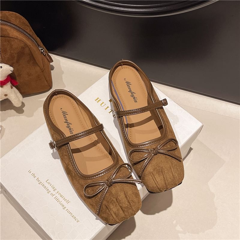 Mary Jane Square-Toe Mules Bow