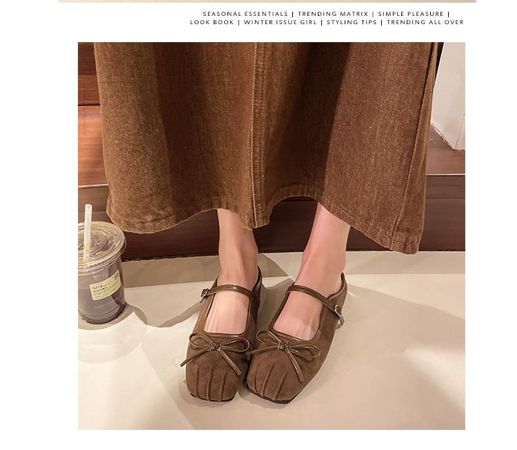 Mary Jane Square-Toe Mules Bow