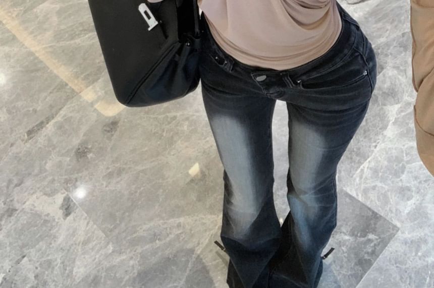 Asymmetrical Long-Sleeve Ruched Plain Off-Shoulder Neck Blouse