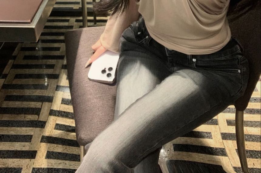 Asymmetrical Long-Sleeve Ruched Plain Off-Shoulder Neck Blouse