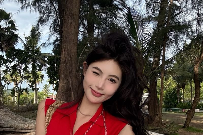 Collared Top Zipped Crop Sleeveless Plain Slim Slit Fit