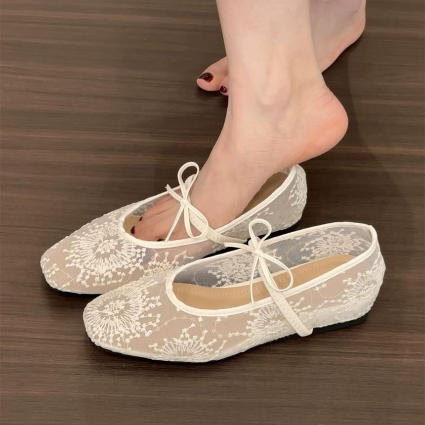 Shoes Bow Mary Flat Mesh Jane