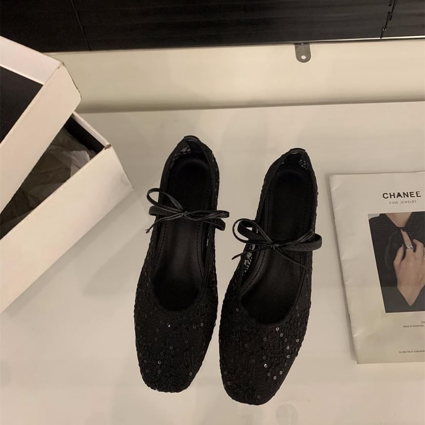 Shoes Bow Mary Flat Mesh Jane