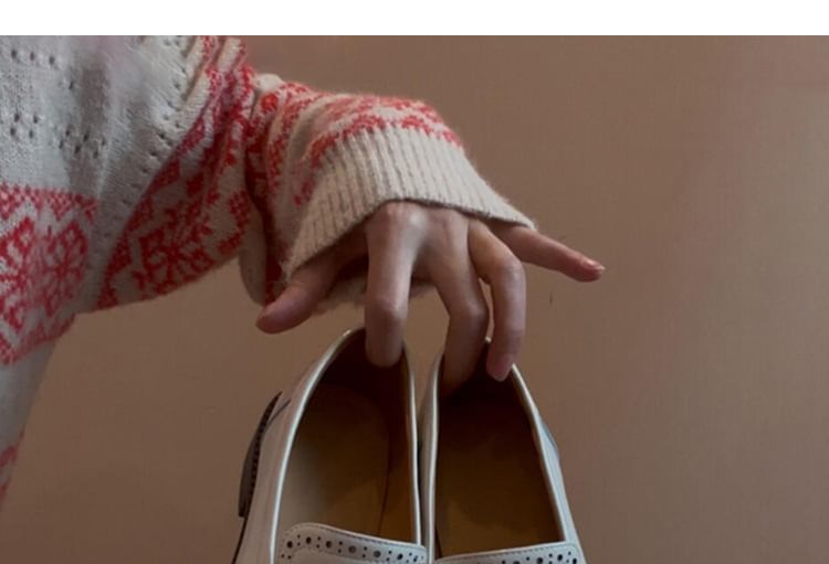 Chunky Leather Buckled Loafers Heel Faux