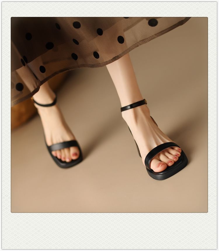 Strap Sandals Ankle Heel Chunky