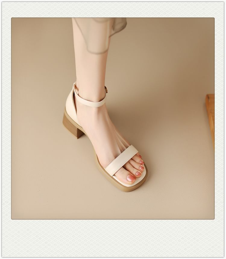 Strap Sandals Ankle Heel Chunky