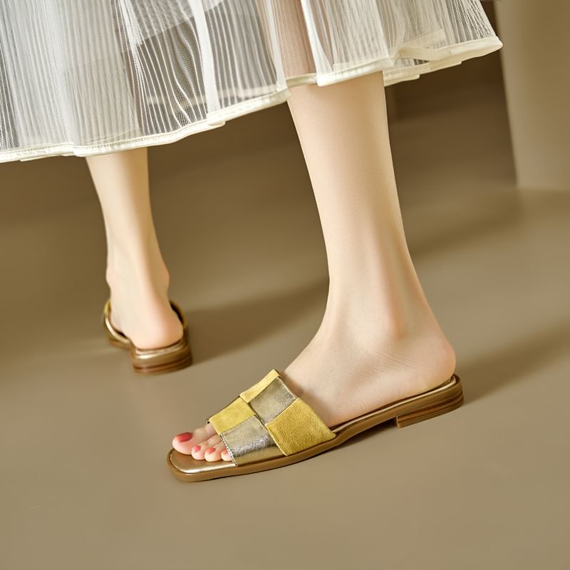 Sandals Slide Flat Checkerboard