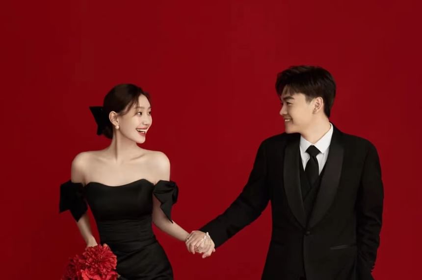 A-Line Gown Puff-Sleeve Off-Shoulder Bow Evening