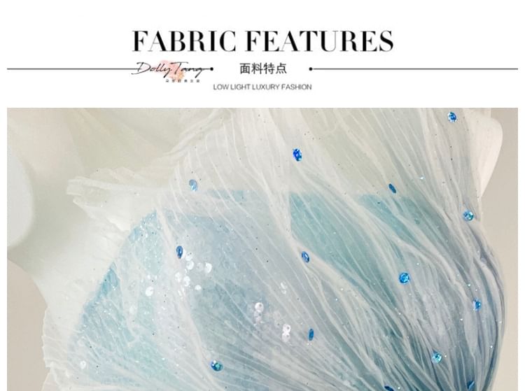 Shoulder Gown Evening Sequined Mermaid Ombre One