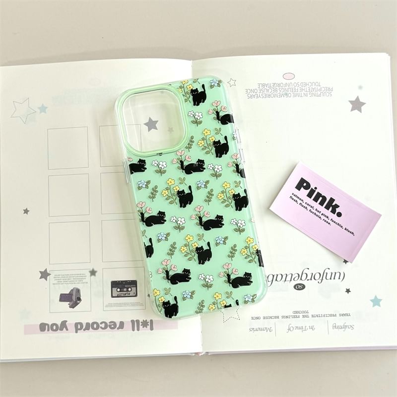 Floral Cat Case Phone