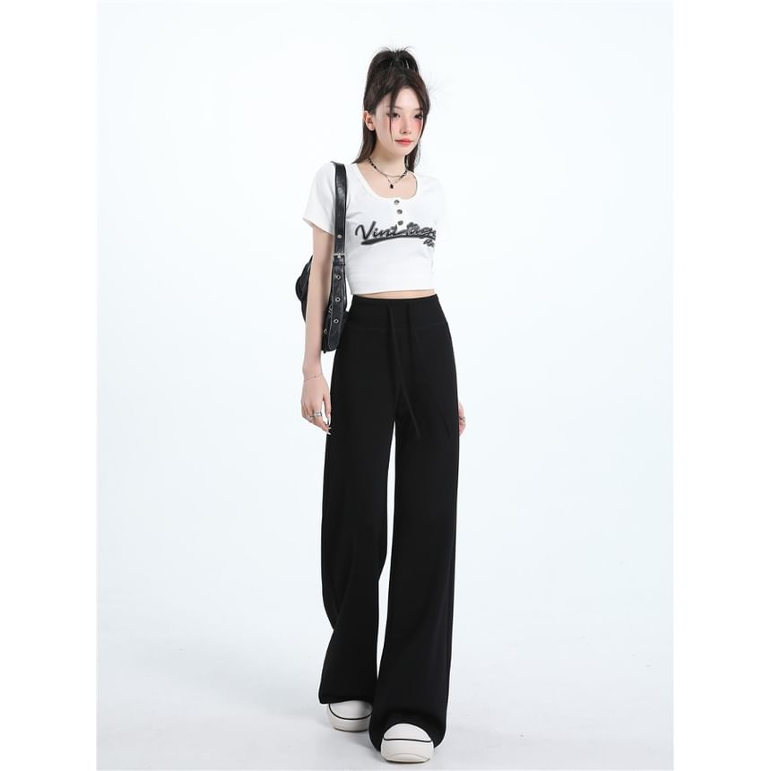(Various Designs) Leg Waist Drawstring Wide Sweatpants