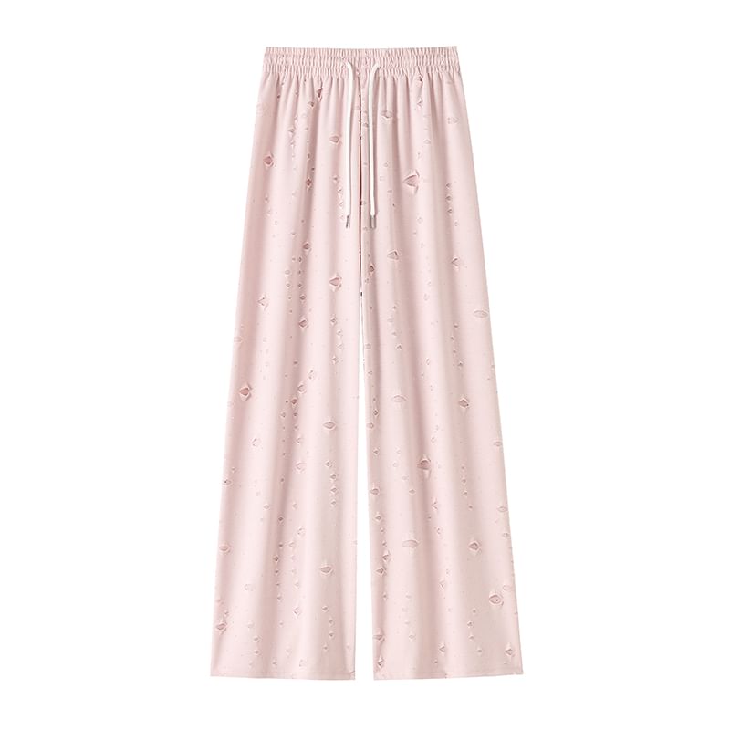 Designs) (Various Leg Pants Distressed Waist Drawstring Wide